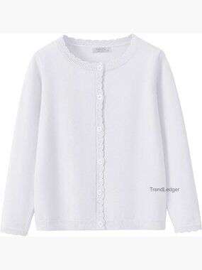 Girls Long Sleeve Slim Fit Cardigan Sweater School Uniform